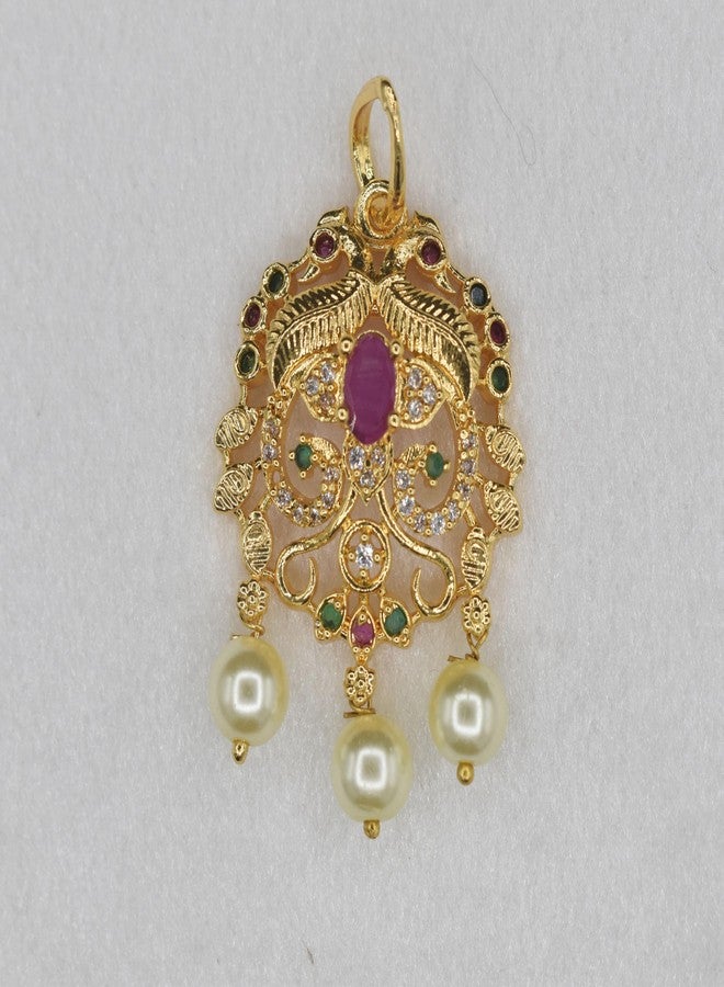 GVG PLATING WORKS GVG Gold Plated Multi Stone pendant Dollar Traditional jewellery for Womens LB-3890 - Image 3