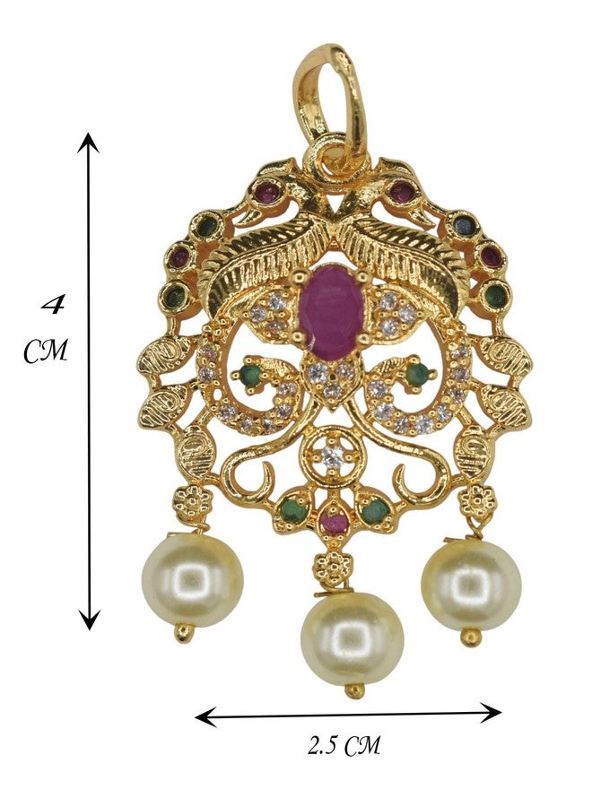 GVG PLATING WORKS GVG Gold Plated Multi Stone pendant Dollar Traditional jewellery for Womens LB-3890 - Image 2
