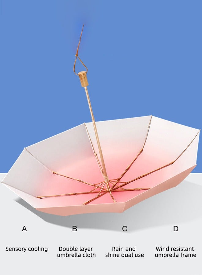 جوي شيك مظلة سفر نسائية أنيقة بثلاث طيات UPF50+ مضادة للأشعة فوق البنفسجية ومقاومة للرياح ومقاومة للماء باللون الوردي - Image 3