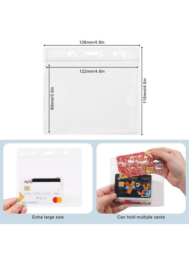 Coideal Clear Plastic Horizontal Badge Holder Coideal 12 Pcs Thick Name Tag Id Card Protector Holders Large Transparent Sleeve Waterproof (4.8 X 3.5 Inch)  - Image 2
