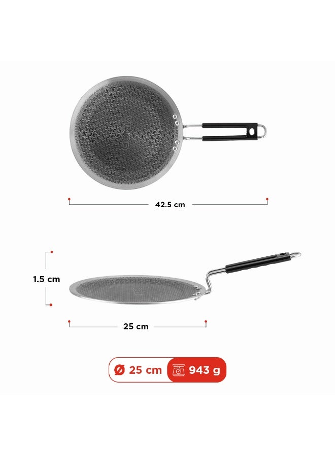 Vinod Platinum Triply Stainless Steel SAS Pro Tawa - 25cm, 4mm Thickness, Silver (Induction Friendly) - Image 3