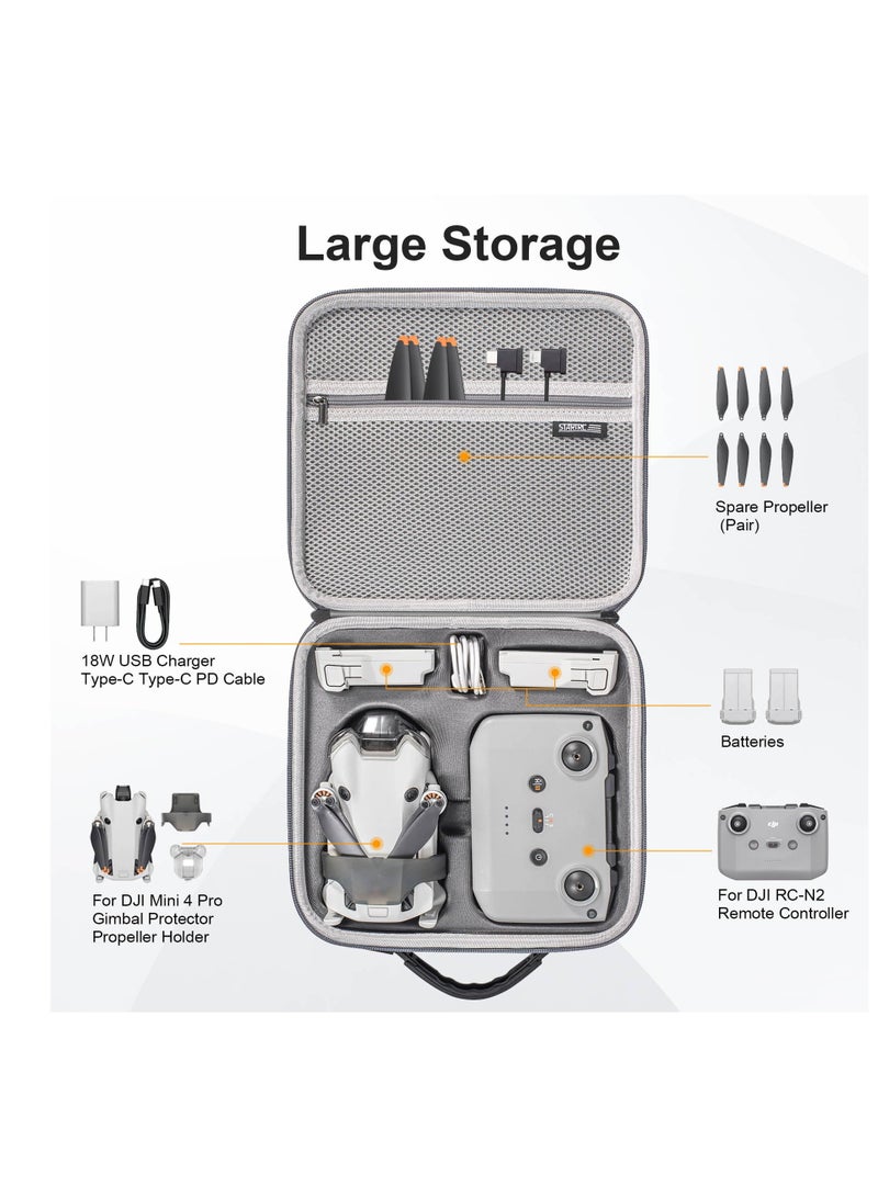 KASTWAVE Mini 3 Pro Case, Waterproof PU Leather Carrying Case for DJI Mini 3 /DJI Mini 3 Pro/DJI Mini 4 Pro and Accessories, Hard Shell Travel Carrying Case, RC-N1 /N2Non-Screen Controller Combo with Shoulder  - Image 4