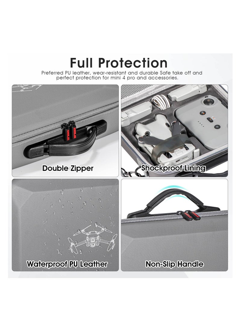 KASTWAVE Mini 3 Pro Case, Waterproof PU Leather Carrying Case for DJI Mini 3 /DJI Mini 3 Pro/DJI Mini 4 Pro and Accessories, Hard Shell Travel Carrying Case, RC-N1 /N2Non-Screen Controller Combo with Shoulder  - Image 3
