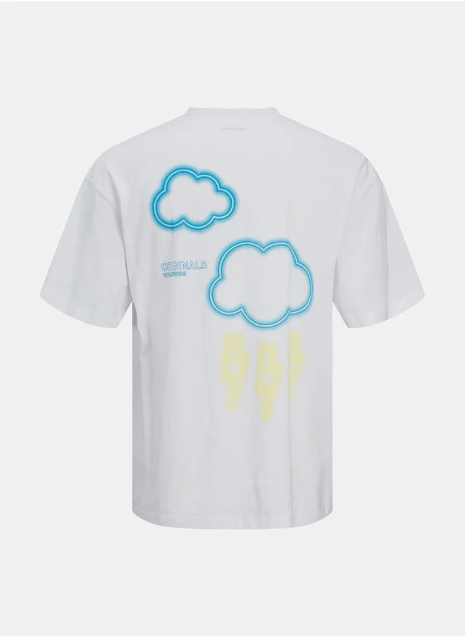 JACK & JONES Front and Back Print Vivid Crew Neck T-shirt