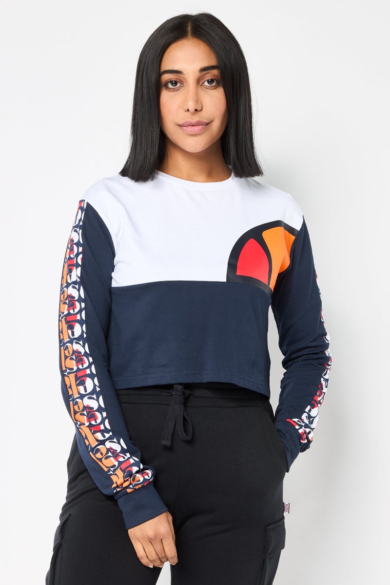 Ellesse سويت شيرت قصير رياضي نسائي بشعار العلامة التجارية، متعدد الألوان - Image 1