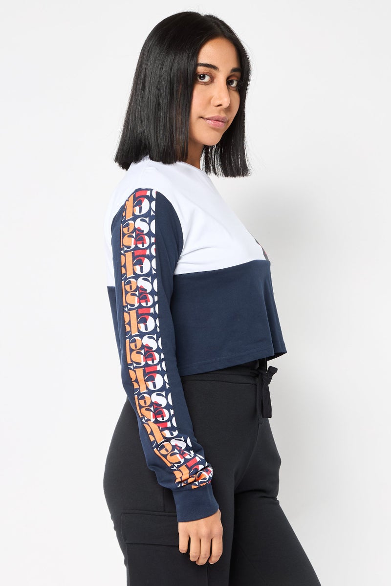 Ellesse سويت شيرت قصير رياضي نسائي بشعار العلامة التجارية، متعدد الألوان - Image 3