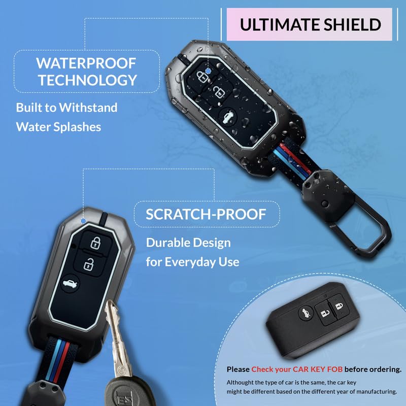 NEODRIFT 'KeyShield' Car Key Cover for Maruti Suzuki Dzire (Shape 3, 03 Buttons) (Durable, Stylish, and 360° Protection) - Image 3