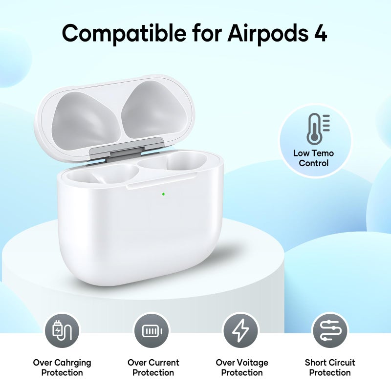 NOCRLG Compatible for AirPods 4 Charging Case Replacement AirPod 4th Generation with Wireless Charging Bluetooth Pairing Sync Button (No Earbuds) (Compatible for AirPods 4th) - Image 2