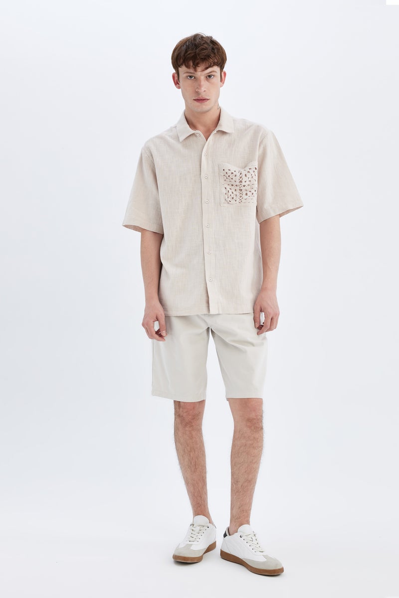 DeFacto Man Regular Fit Gabardine Regular Hem Bermuda - Image 1