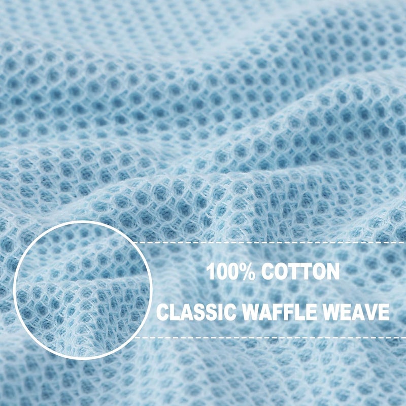 Homaxy 100% Cotton Waffle Weave Kitchen Dish Towels, Ultra Soft Absorbent Quick Drying Cleaning Towel, 13 x 28 Inches, 6-Pack, Sky Blue - Image 2