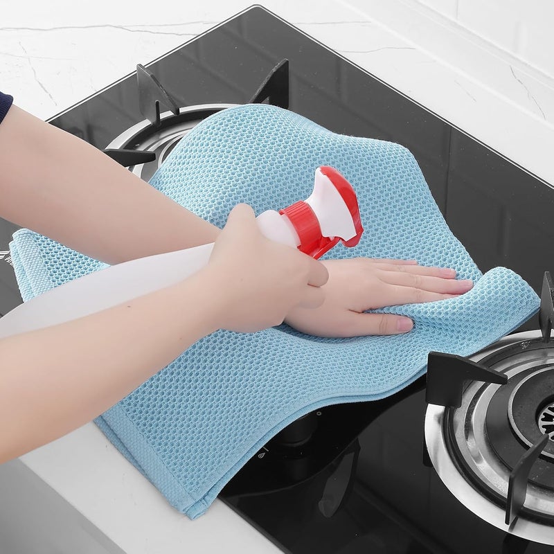 Homaxy 100% Cotton Waffle Weave Kitchen Dish Towels, Ultra Soft Absorbent Quick Drying Cleaning Towel, 13 x 28 Inches, 6-Pack, Sky Blue - Image 5