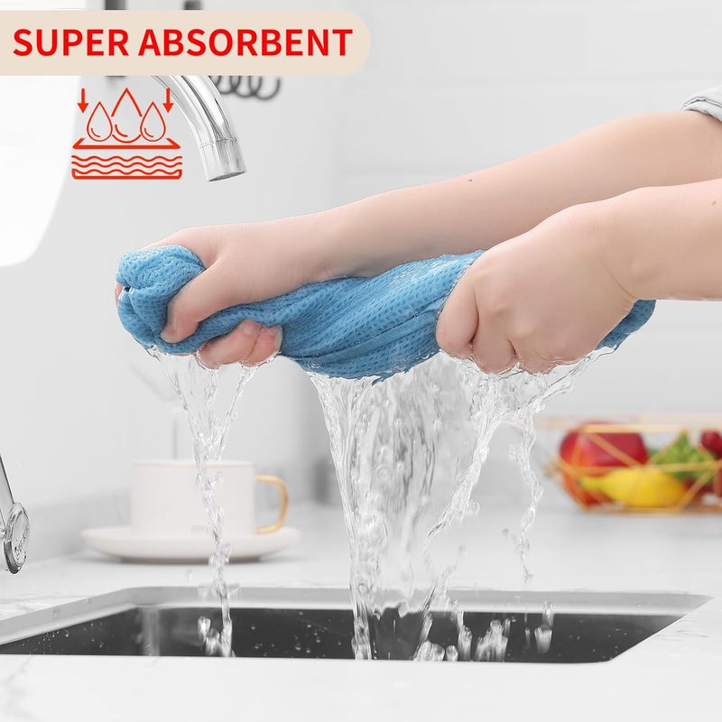 Homaxy 100% Cotton Waffle Weave Kitchen Dish Towels, Ultra Soft Absorbent Quick Drying Cleaning Towel, 13 x 28 Inches, 6-Pack, Sky Blue - Image 3