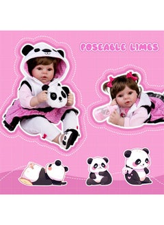 Aori Aori Reborn Baby Dolls - Realistic Baby Doll 22 inch Lifelike Newborn Baby Girl Doll with Panda Theme Gift Set  - Image 5