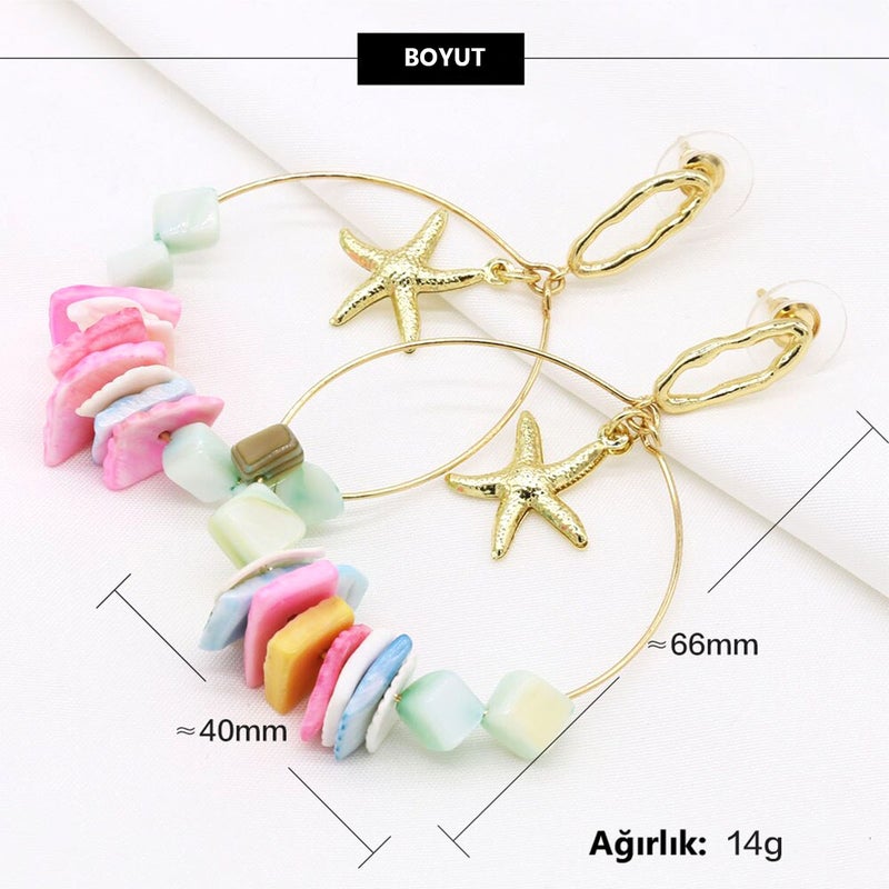 BP Tattoo New Starfish Colored Stone Special Design Hoop Women's Earrings  - Image 3