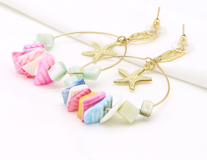BP Tattoo New Starfish Colored Stone Special Design Hoop Women's Earrings  - Image 2