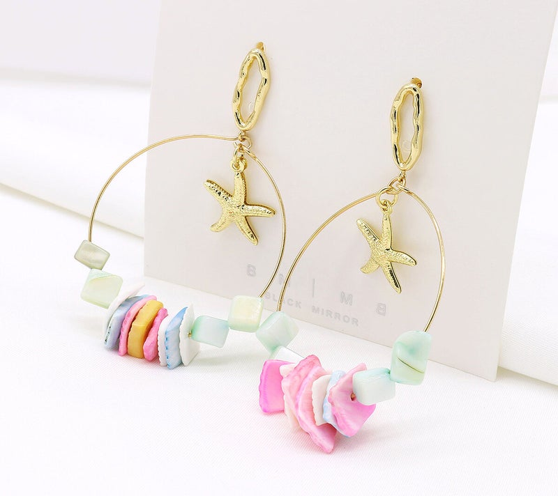 BP Tattoo New Starfish Colored Stone Special Design Hoop Women's Earrings  - Image 1