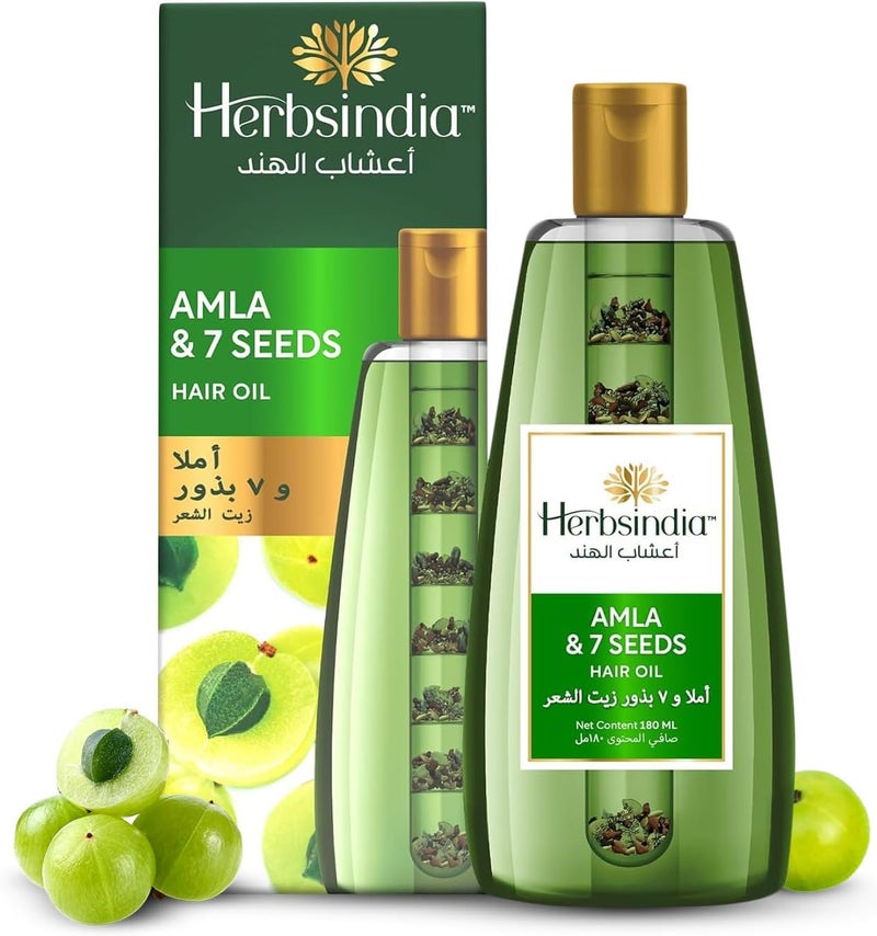 Herbsindia زيت شعر هيربس إنديا أملاء و 7 بذور عشبية - يقوي، يثخن ويغذي الشعر - خالي من السيليكون والبارابين - 280 مل (عبوة من 2) - Image 3
