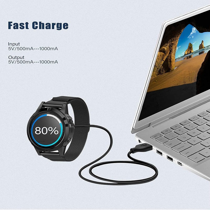 SWIUKPHE كابل شحن متوافق مع مجموعة ساعات Garmin، كابل شحن USB بطول ثلاثة أقدام مع نقل البيانات لـ Garmin Fenix 5، 5 Plus، 5X، 5X Plus، 5S، 5S Plus، Forerunner 935، Vivoactive 3، والمزيد، عبوة مزدوجة - Image 5