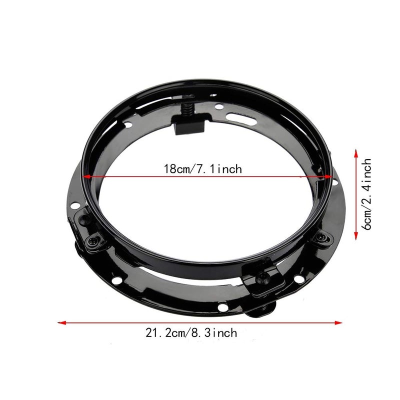 Keenso Keenso 7 inch Round Headlight Ring Mounting Bracket Headlight Mount for Je-ep Wrang-ler(Black) - Image 2
