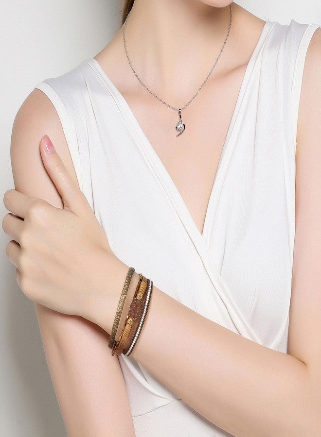 QIUTIMIY Leather Bracelets for Women Trendy Boho Cuff Bracelet Layered Bangle with Clasp Hand Wrist Jewelry Western(Style 7-Brown) - Image 2