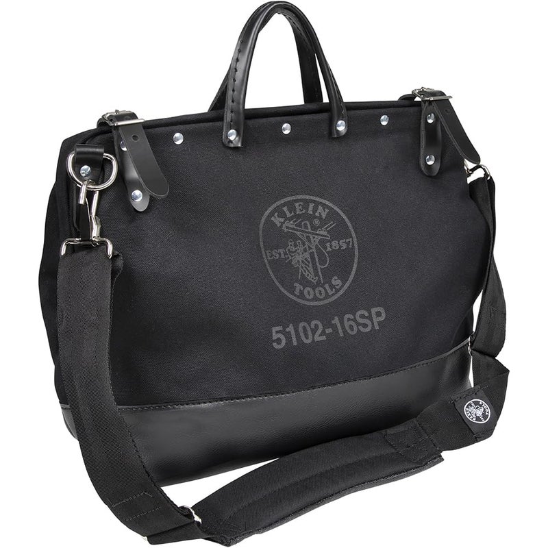 Klein Tools 510216SPBLK Tool Bag Large 16Inch Deluxe Canvas Tool Bag and Organizer with 13 Pockets and Shoulder Strap Black - Image 2