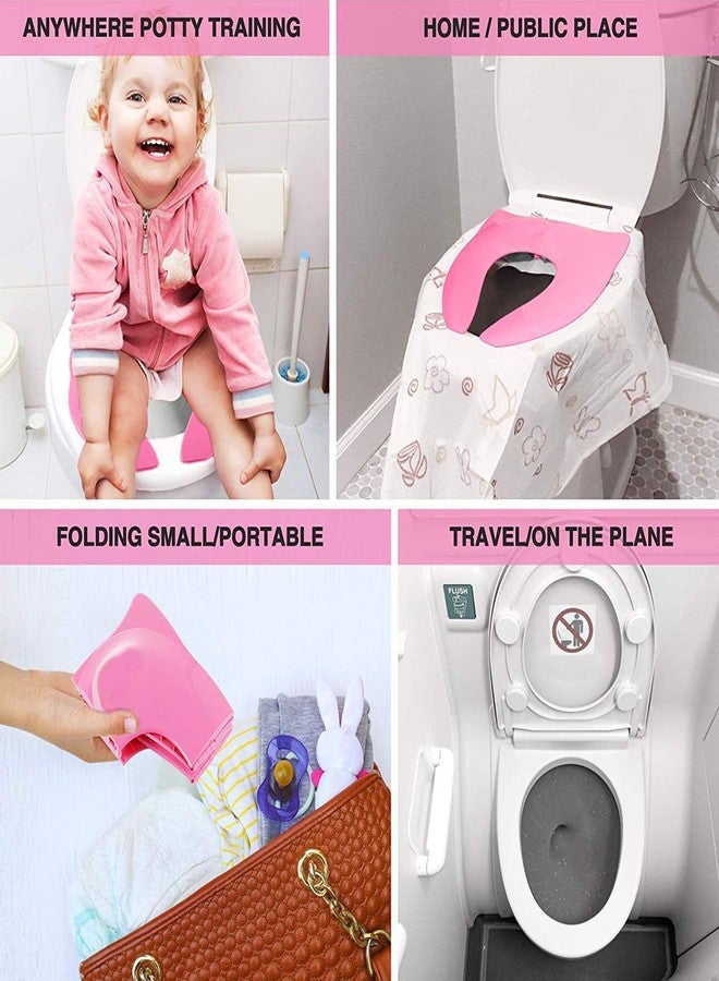 Motherly Perry Porter Travel Friendly Foldable Potty Trainer Seat Cover for Babies Toilet Training (Pink) - Image 4