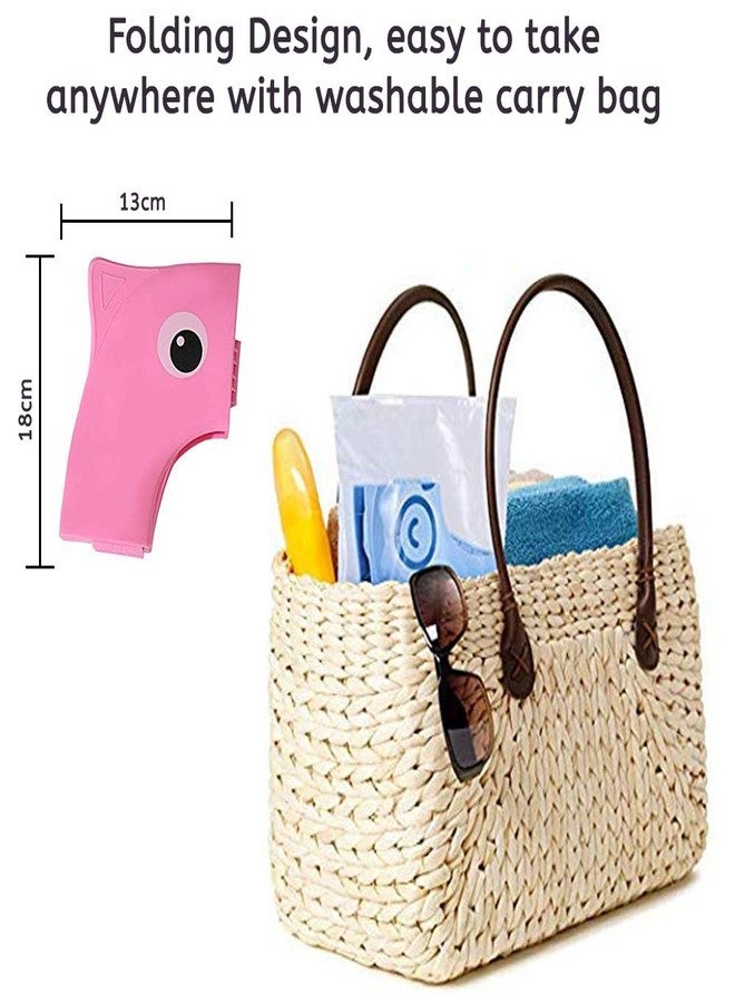 Motherly Perry Porter Travel Friendly Foldable Potty Trainer Seat Cover for Babies Toilet Training (Pink) - Image 3