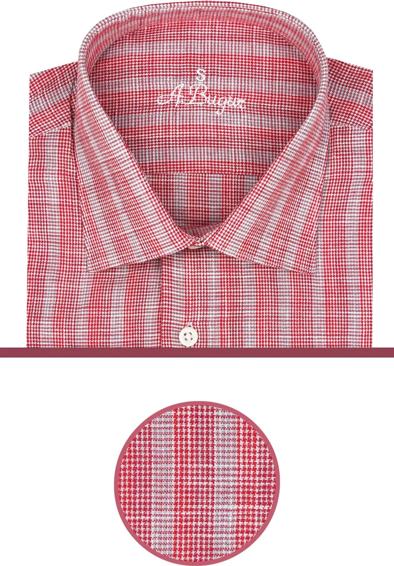 Varetta Men's Rose Dried Checkered Long Sleeve Classic Cut Shirt