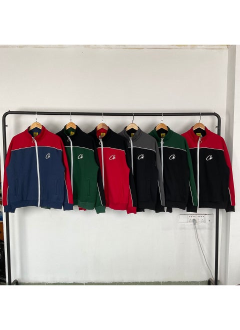 Unisex CRTZ Logo Print Hoodie Embroidery Zipper Red
