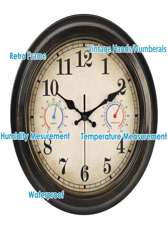 Alarllok 12 Inch Outdoor Clock with Thermometer and Hygrometer Combo, Waterproof Indoor Outdoor Wall Clocks for Patio, Pool,Garden Decor- Retro Bronze - Image 5