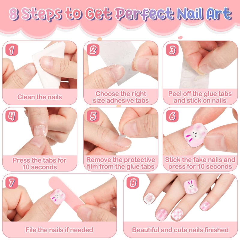 Thrilez Mini Press on Nails Short, Thrilez Fake Short Nails Stick ons Cute 3D Acrylic Nail Set for Gifts - Image 5