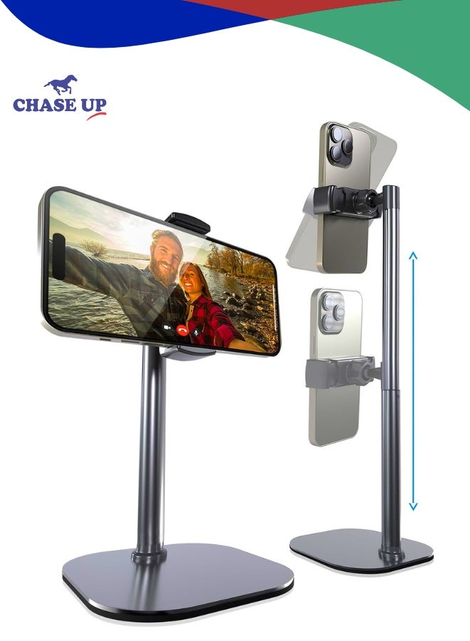 تشيس اب حامل هاتف محمول قابل للتعديل للمكتب، حامل هاتف محمول للمكتب، حامل جوال، حامل جوال لأجهزة Apple iPhone، يناسب أجهزة Samsung والهواتف الذكية التي تعمل بنظام Android - أسود ليلي - Image 1