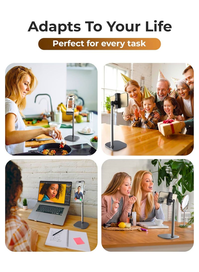 تشيس اب حامل هاتف محمول قابل للتعديل للمكتب، حامل هاتف محمول للمكتب، حامل جوال، حامل جوال لأجهزة Apple iPhone، يناسب أجهزة Samsung والهواتف الذكية التي تعمل بنظام Android - أسود ليلي - Image 4