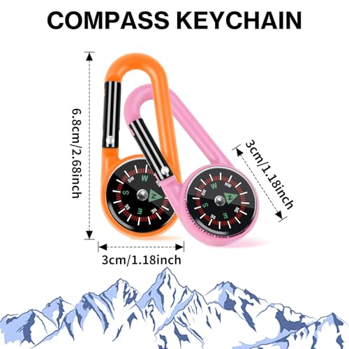 Taikula 12 Pcs mini Compass Keychain for Kids Bulk, Small Pocket Magnetic Compass Survival Hiking for Outdoor Survival Camping Party Backpacking Accessory (Light Colours) - Image 2