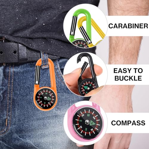 Taikula 12 Pcs mini Compass Keychain for Kids Bulk, Small Pocket Magnetic Compass Survival Hiking for Outdoor Survival Camping Party Backpacking Accessory (Light Colours) - Image 3