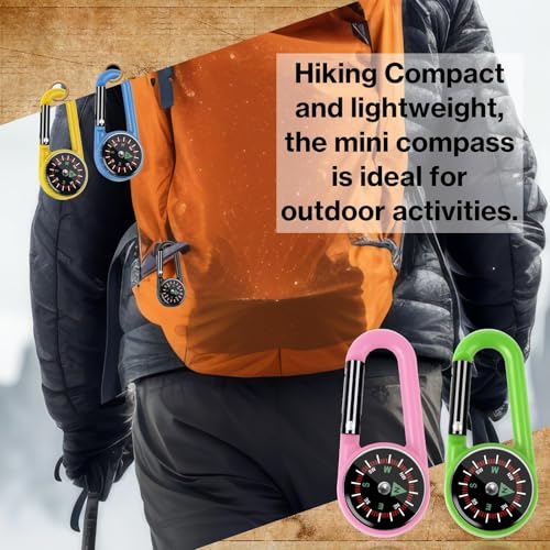 Taikula 12 Pcs mini Compass Keychain for Kids Bulk, Small Pocket Magnetic Compass Survival Hiking for Outdoor Survival Camping Party Backpacking Accessory (Light Colours) - Image 4