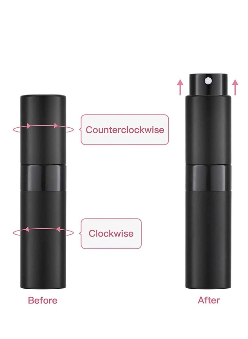 Y&D travel cologne bottle 5PCS 8ml Travel Perfume Atomizer Refillable Mini Cologne Spray Bottle Empty Small Aftershave Sprayer for Liquid Dispenser (Black)  - Image 4
