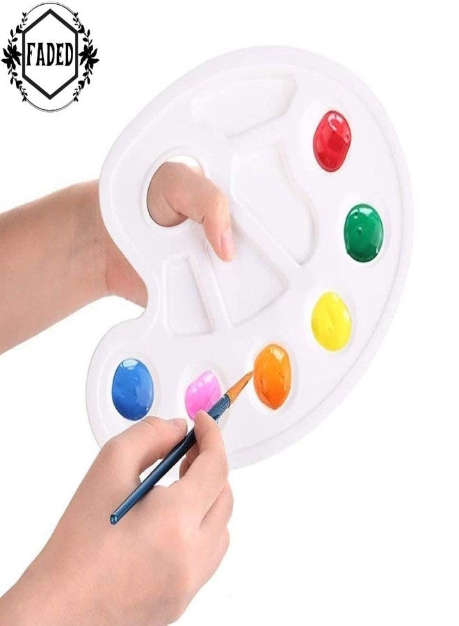 Faded Small Oval Plastic Painting Palette Set – Lightweight Color Mixing Trays for Oil, Acrylic & Watercolor – Ideal for DIY Crafts, Professional Artists, Students & Art Painting Projects (6pcs) - Image 2