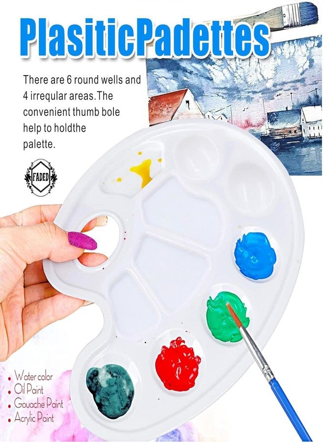 Faded Small Oval Plastic Painting Palette Set – Lightweight Color Mixing Trays for Oil, Acrylic & Watercolor – Ideal for DIY Crafts, Professional Artists, Students & Art Painting Projects (6pcs) - Image 3
