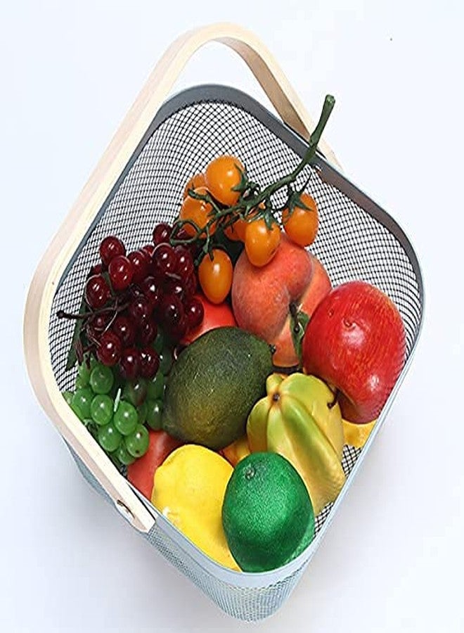 Ritmo Metal Mesh with Handle (26 * 25 * 18 cm, Black) | Multi Use as Fruit Basket, Picnic, Pooja Basket, Temple, Kitchen Organizer, Book Storage Basket, Shopping Basket. - Image 1
