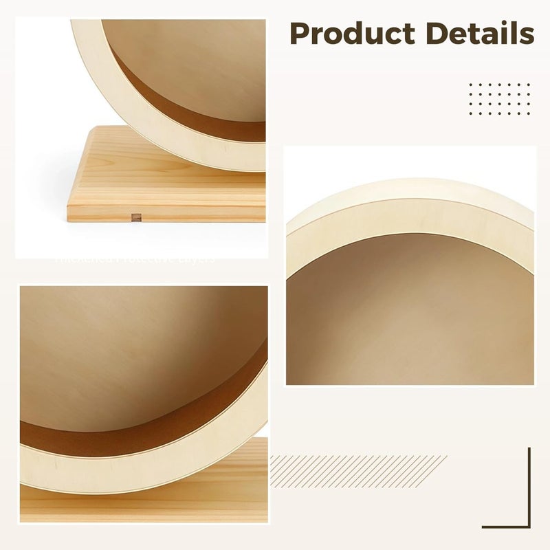 8.26 in Wooden Hamster Wheel for Dwarf Hamsters, Quiet Running Toy with Stand, Ergonomic Cork Design for Safe Exercise and Dental Health - Image 2