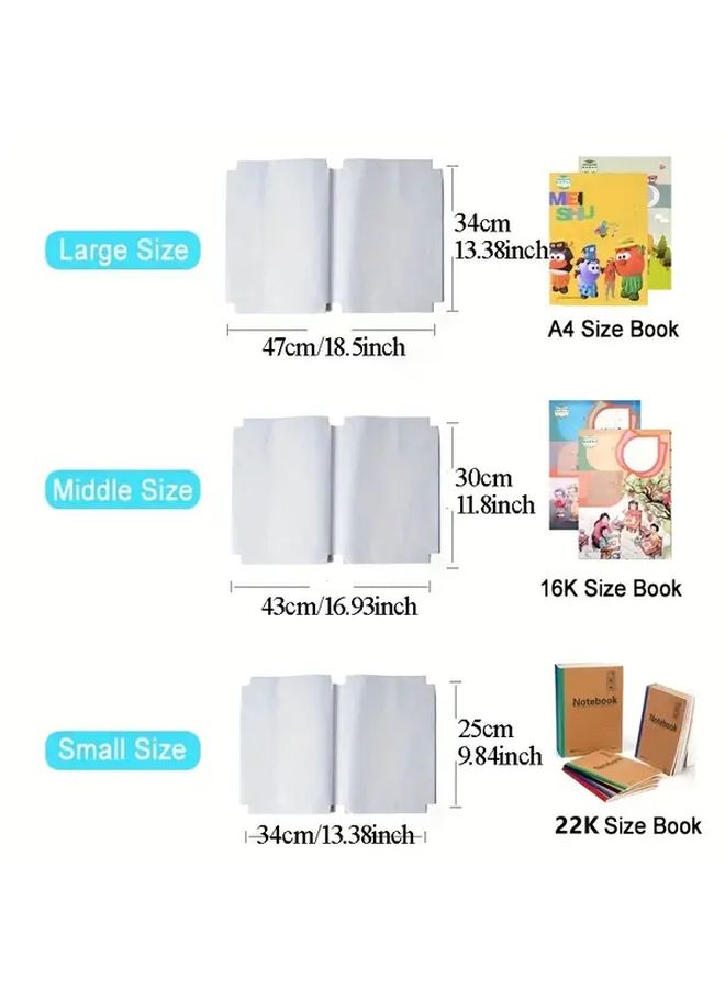 30pcs Self Adhesive Book Covers Transparent Large Size Trimmable Grid Pattern Design - Image 2