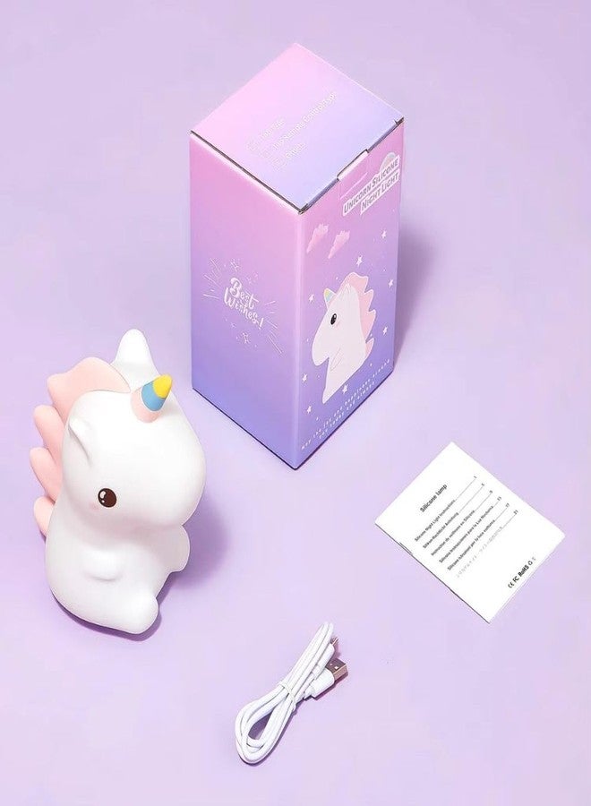 HUMAIZAR Unicorn Night Light Silicone Nursery Lamp - USB Rechargeable LED Color Changing Bedside Lamp for Kids Room, Baby Decor, Boys Girls Gifts, Birthday & Christmas Present - Image 4