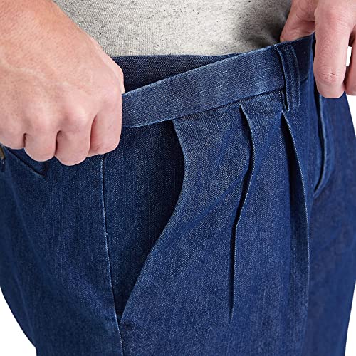 Haggar mens Classic Fit Denim Trouser - Regular and Big & Tall Sizes Casual Pants, Pleated Medium, 34W x 30L US - Image 3