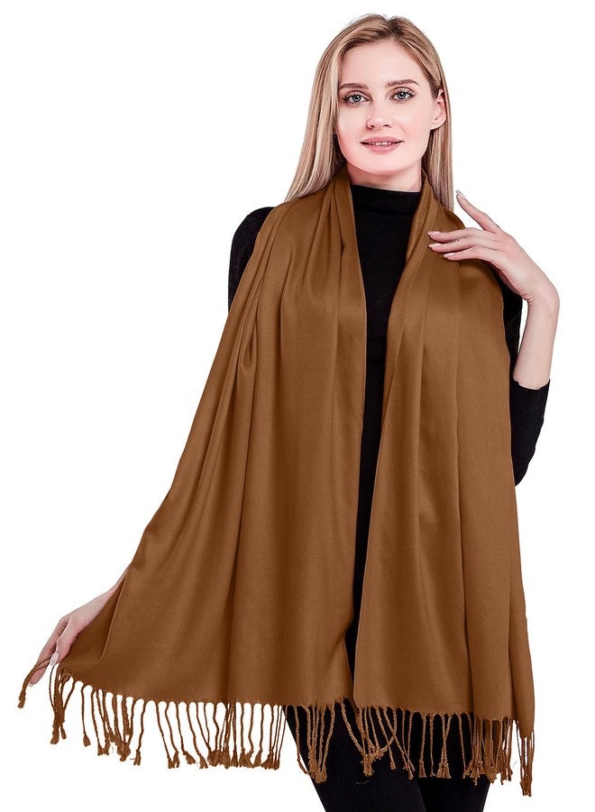 شال نيبالي من سي جيه أباريل، بني اللون، بتصميم شرابات سادة، وشاح، غطاء رأس، باشمينا، هدية، مصنوع يدويًا في نيبال، جديد - Image 5