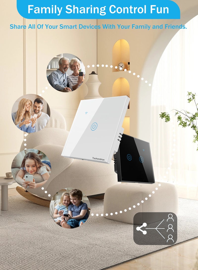 Tichondrius WiFi Smart Wall Light Switch, No Neutral Wire Required, No Hub Required, Compatible with Alexa and Google Home, APP Remote Control, Timing Function, Voice Control (white ,3Gang) - Image 4