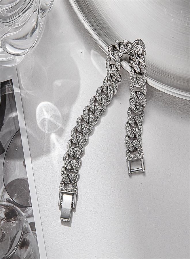 Men's silver ice Cuban Chain Bracelet-Hip Hop Jewelry Durable and Fashionable-20cm - Image 3