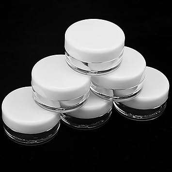 PINGEUI 100 Pcs 5ml 5g Cosmetic Pots Empty Round Cosmetic Containers with Lids Mini Sample Containers Pots Travel Pots for Creams Nail Polish Lip Balm Glitter Art Crafts - Image 5