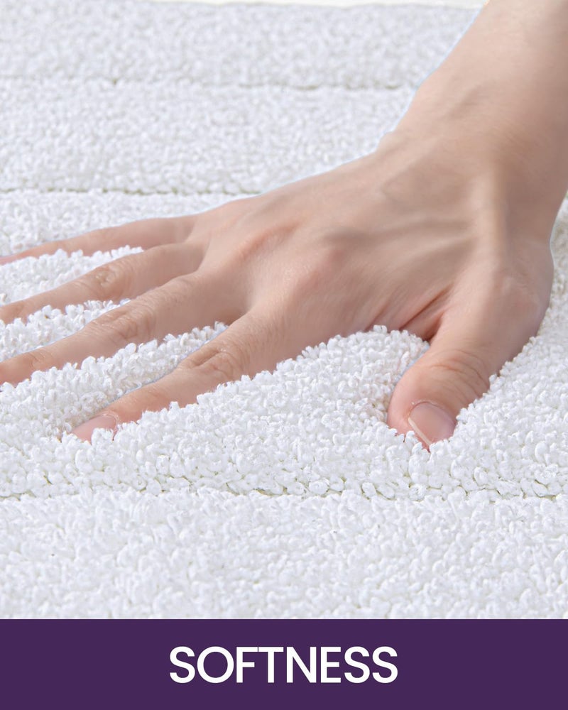 DEXI Bathroom Rug 43x24, Non Slip Washable Bath Mat for Shower Floor, Extra Large Absorbent Soft Bathmat with Rubber Backing, Quick Dry Microfiber Carpet, White - Image 3