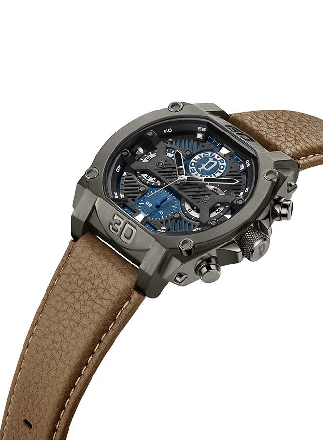 POLICE Mens Norwood Leather Strap Chronograph Wrist Watch PEWJF2226804 45mm Brown